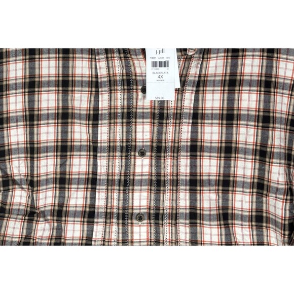 NWT J Jill Women’s Plus Size 4X Black Flata Plaid Top Boho Cottagecore MSRP $90 - Picture 2 of 16